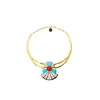 Gissa Bicalho Women's Blue / White Handmade Acrylic Necklace Plastron Gerbera Burgundy In Gold