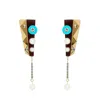 Gissa Bicalho Women's Blue / Yellow Handmade Acrylic Earring Short Inti Nude In Gold