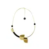 Gissa Bicalho Women's Brown / Gold Handmade Acrylic Necklace Choker Anthurium / Kahki In Gold