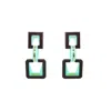 Gissa Bicalho Women's Brown / Green Acrylic Handmade Earring Geo Rectangular Stone Chocolate In Multi