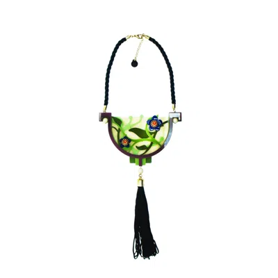 Gissa Bicalho Women's Brown / Green / Black Acrylic Handmade Necklace Jungle Chocolate In Multi