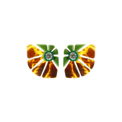 Gissa Bicalho Women's Brown / Green Handmade Acrylic Earring Alecrim Caramel In Multi