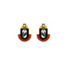 Gissa Bicalho Women's Brown Handmade Acrylic Earring Deco S Stone Mirror Drop Mustard