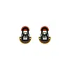 Gissa Bicalho Women's Brown Handmade Acrylic Earring M Deco Mirror Rectangular Stone Mustard