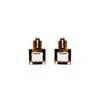 Gissa Bicalho Women's Brown Handmade Acrylic Earring M Deco Rectangular Cut Stone Caramel Granite