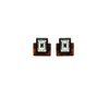 Gissa Bicalho Women's Brown Handmade Acrylic Earring S Deco Rectangular Cut-off Stone Caramel Granite