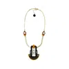 Gissa Bicalho Women's Brown Handmade Acrylic Necklace Choker With Mirrored Rectangular Stone Mustard In Brown