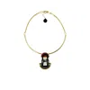Gissa Bicalho Women's Brown Handmade Acrylic Necklace Pendant Deco Mirror Rectangular Stone Mustard In Gold