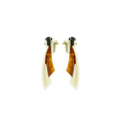 Gissa Bicalho Women's Brown / Neutrals Handmade Acrylic Earring Short Dragonfly