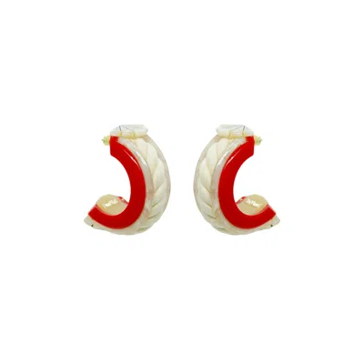 Gissa Bicalho Women's Earring Half Hoop Rope And Shell Red