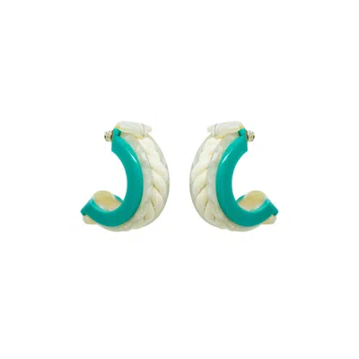 Gissa Bicalho Women's Earring Half Hoop Rope And Shell Turquoise Green