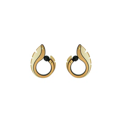 Gissa Bicalho Women's Earring Hoop Leaves Black