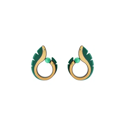 Gissa Bicalho Women's Earring Hoop Leaves Green