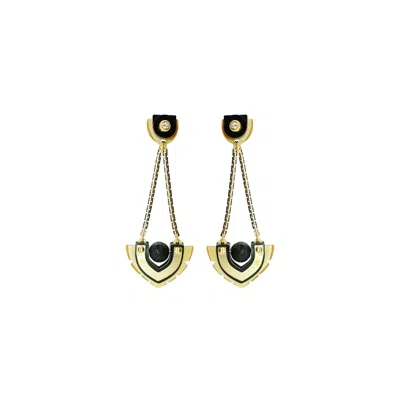 Gissa Bicalho Women's Earring Pendant Leaves Black