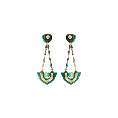 Gissa Bicalho Women's Earring Pendant Leaves Green