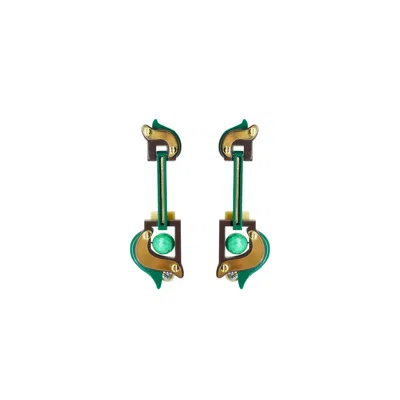 Gissa Bicalho Women's Earring Pendant Petals Green