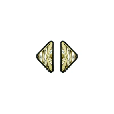Gissa Bicalho Women's Gold / Black Handmade Acrylic Earring Dune Triangle