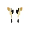 Gissa Bicalho Women's Gold / Brown Handmade Acrylic Earring Anthurium -khaki In Gold