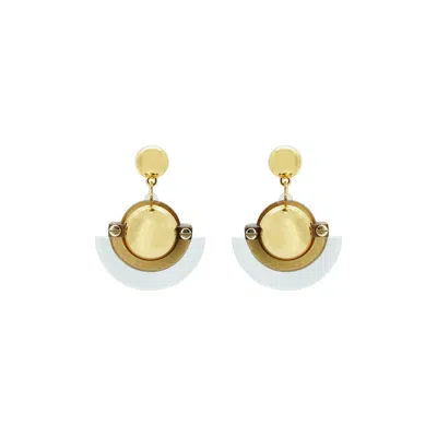 Gissa Bicalho Women's Gold / Neutrals Earring Pupile Crystal