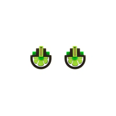 Gissa Bicalho Women's Green Acrylic Handmade Earring Three Flowers Avocate