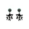 Gissa Bicalho Women's Green / Black Acrylic Handmade Earring Branch Coral Marbled Turquoise In Multi