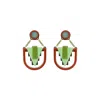 Gissa Bicalho Women's Green / Brown Handmade Acrylic Earring Arrow Deco Pistachio