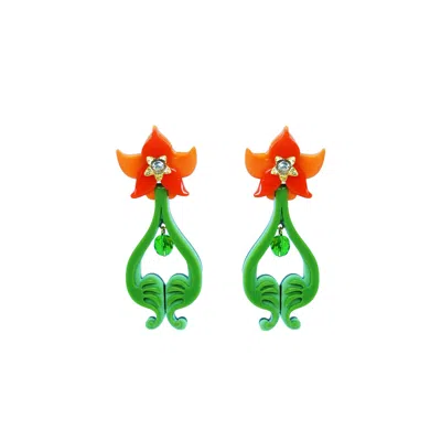 Gissa Bicalho Women's Green Handmade Acrylic Earring Iris Living Coral