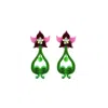 Gissa Bicalho Women's Green Handmade Acrylic Earring Iris Pink