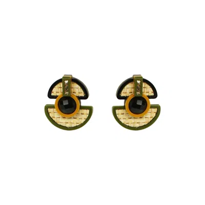Gissa Bicalho Women's Green Handmade Acrylic Earrings Four Moons Musk
