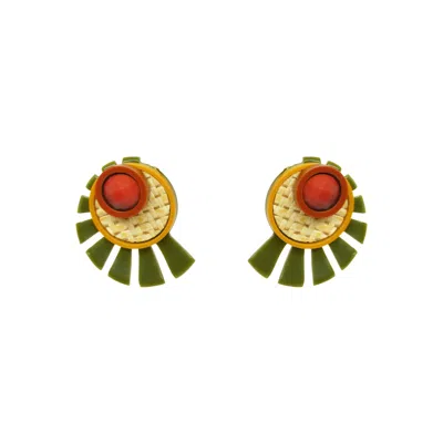 Gissa Bicalho Women's Green Handmade Acrylic Earrings Sunshine Musk