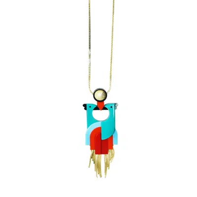 Gissa Bicalho Women's Green Handmade Acrylic Necklace Quetzal / Turquoise