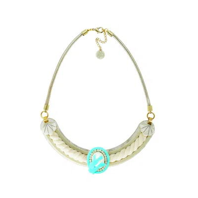 Gissa Bicalho Women's Green Handmade Necklace Cord Coral And Pearl Light Pool