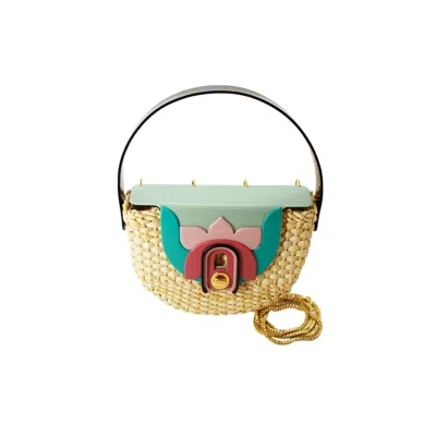 Gissa Bicalho Women's Green / Neutrals / Pink Handmade Acrylic Bag Straw Lilium Candy Pink In Multi