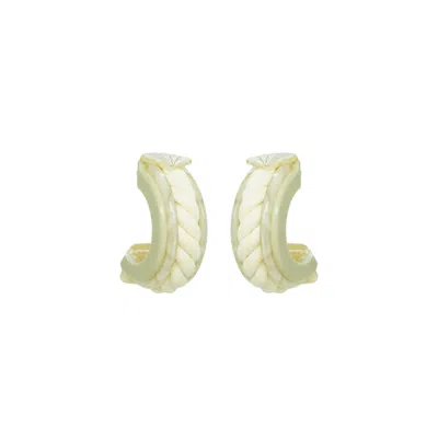 Gissa Bicalho Women's Grey Earring Half Hoop Rope And Shell Clay In Gold