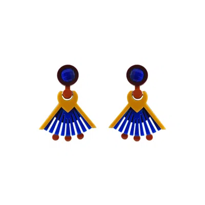 Gissa Bicalho Women's Handmad Acrylic Earring Araça Blue In Multi