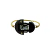 Gissa Bicalho Women's Handmade Acrylic Bracelet Deco Mirror Rectangular Stone Black