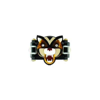 Gissa Bicalho Women's Handmade Acrylic Bracelet Tiger Caramel - Brown