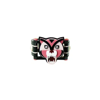 Gissa Bicalho Women's Handmade Acrylic Bracelet Tiger Pink In Multi