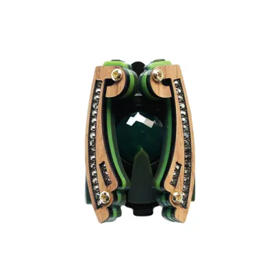 Gissa Bicalho Women's Handmade Acrylic Brooch Moth Green