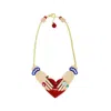 Gissa Bicalho Women's Handmade Acrylic Chocker Necklace Hands And Heart - Pink & Purple In Multi