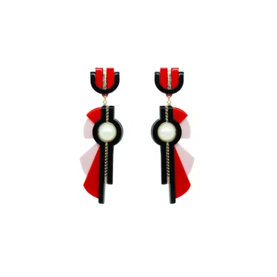 Gissa Bicalho Women's Handmade Acrylic Earring Allamanda - Red