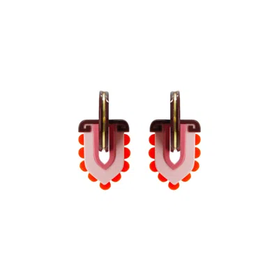 Gissa Bicalho Women's Handmade Acrylic Earring Astart Antique Pink In Multi
