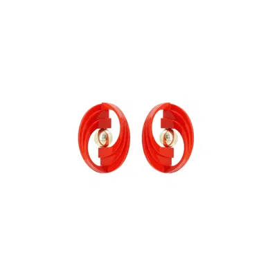 Gissa Bicalho Women's Handmade Acrylic Earring Bow Red
