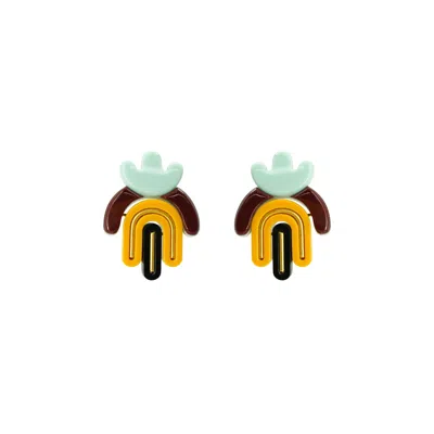 Gissa Bicalho Women's Handmade Acrylic Earring Bromelia B Pale Green In Multi