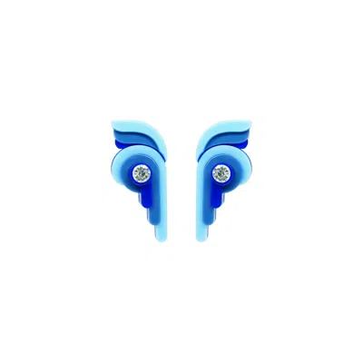 Gissa Bicalho Women's Handmade Acrylic Earring Butterfly - Blue