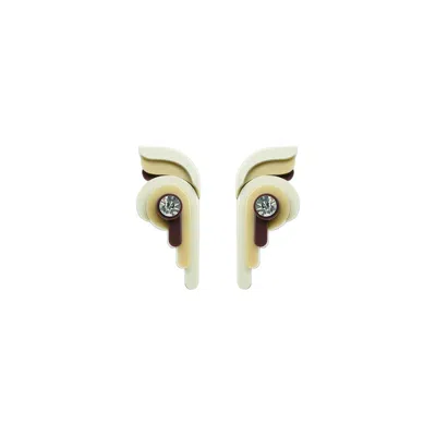 Gissa Bicalho Women's Handmade Acrylic Earring Butterfly - Neutrals