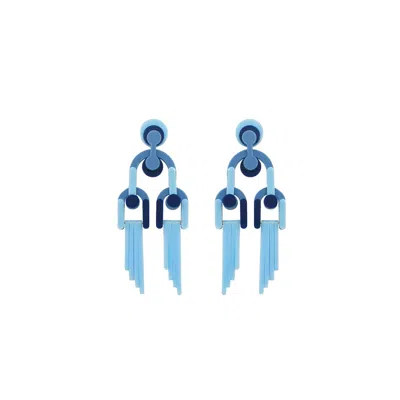 Gissa Bicalho Women's Handmade Acrylic Earring Cladogram Blue