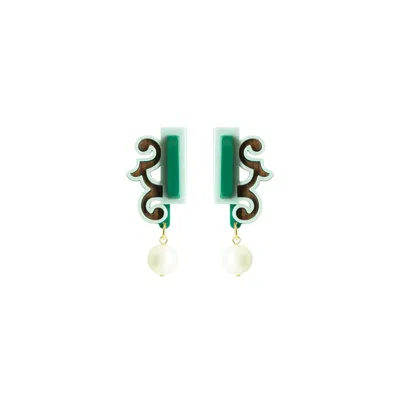 Gissa Bicalho Women's Handmade Acrylic Earring Dorian Green In Multi