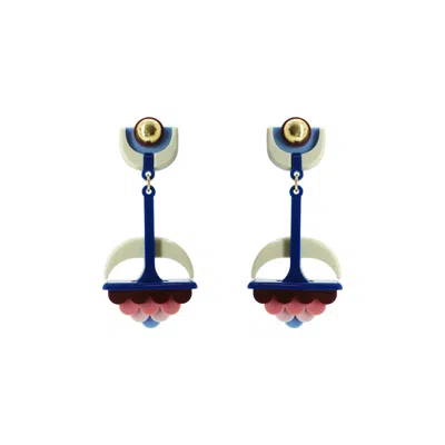 Gissa Bicalho Women's Handmade Acrylic Earring Filianto Burgundy In Blue