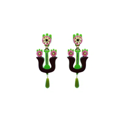 Gissa Bicalho Women's Handmade Acrylic Earring Flamboyant / Pink